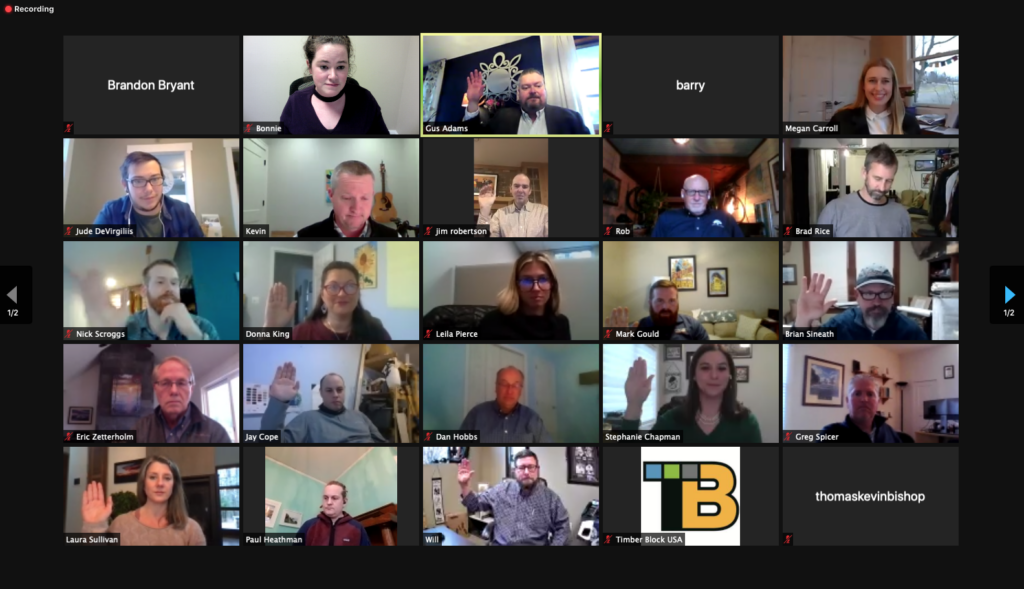 Board of Directors for the 2021 Asheville Home Builders Association being sworn in. 