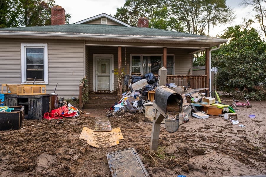 House devasted by Hurricane Helene.